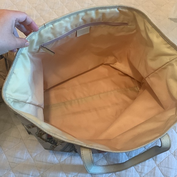 Gucci silk satin pattern tote with cream colored leather. Rehab project - Picture 9 of 17